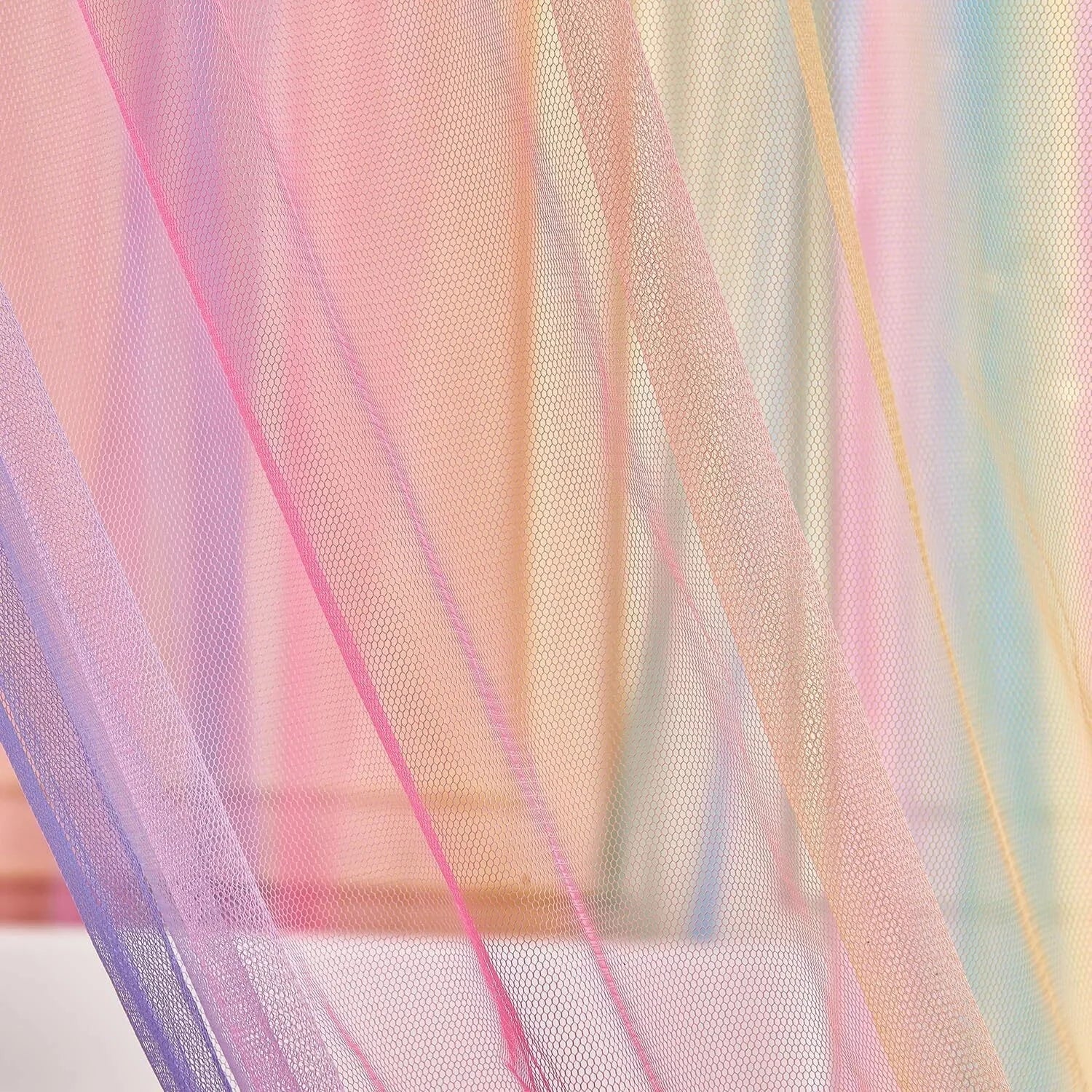 Rainbow Bed Canopy for Girls Kids with Light, 4 Corner Post Princess Canopy Bed 07FC0E-D4 - KOEEK [5]