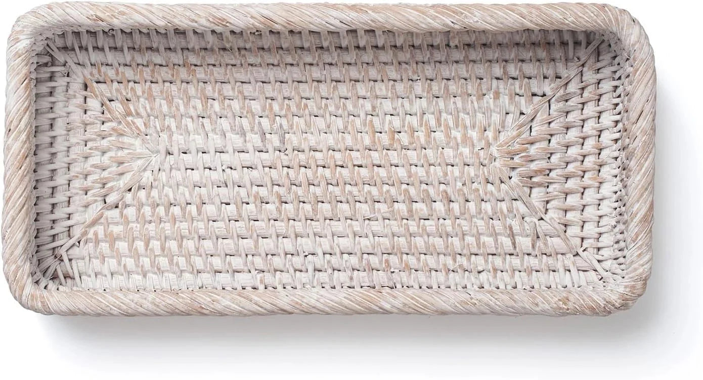 Rattan Bathroom Vanity Tray, Toilet Tank Tray, Toilet Basket Tank Topper 07FC0E-D4 - KOEEK [4]