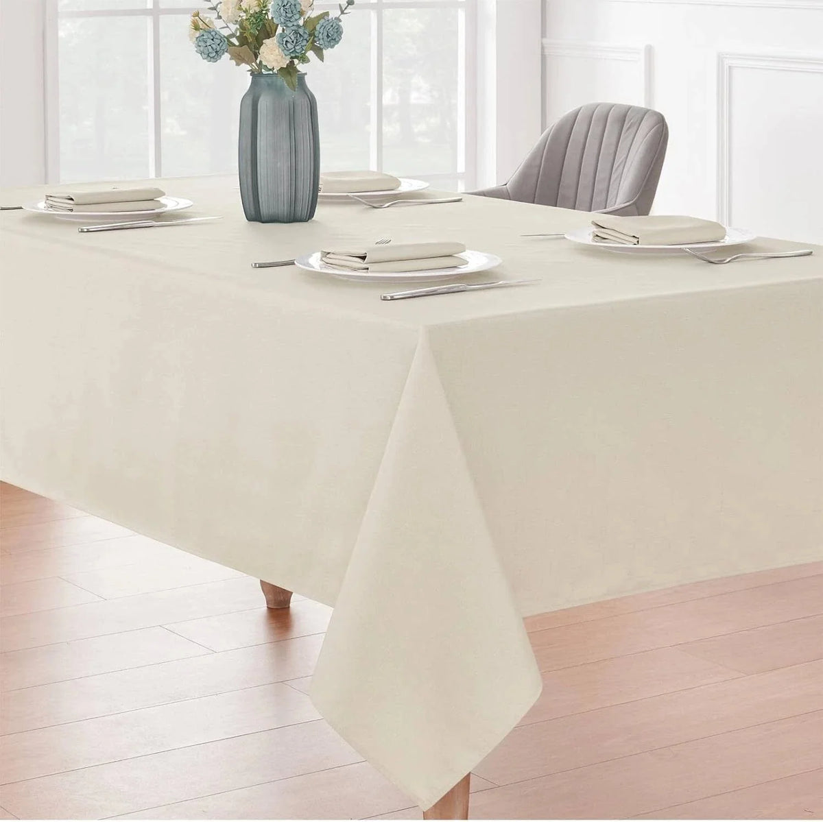 Rectangle 4 Feet Tablecloth 52x70 inch Linen Textured Table Cloth Stain Wrinkle 07FC0E-D4 - KOEEK [1]