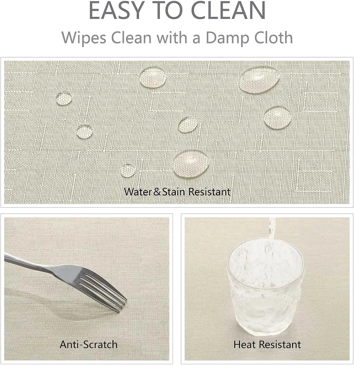 Rectangle 4 Feet Tablecloth 52x70 inch Linen Textured Table Cloth Stain Wrinkle 07FC0E-D4 - KOEEK [5]