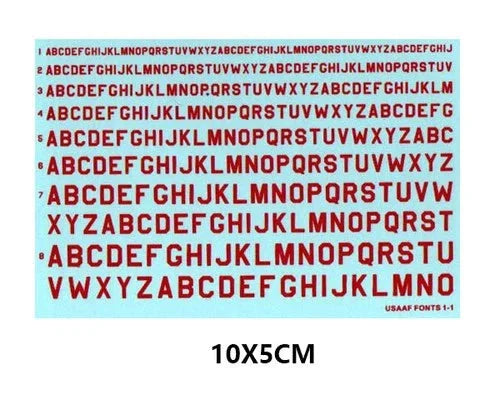 Red Different Scale USSAAF FONTS 1-1 Uppercase Letter Model Water Slide Decal 07FC0E-D4 - KOEEK [1]