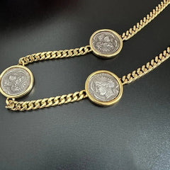 Retro Coins Ancient Hunting Carriage/Ocean Goddess Vintage Necklace Thick Chain 07FC0E-D4 - KOEEK [3]