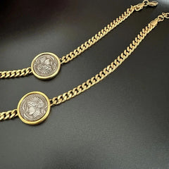 Retro Coins Ancient Hunting Carriage/Ocean Goddess Vintage Necklace Thick Chain 07FC0E-D4 - KOEEK [4]
