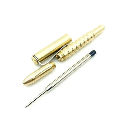 Retro Solid Brass Pocket Ballpoint Pen Signature Pen Portable Outdoor EDC Pen 07FC0E-D4 - KOEEK [4]