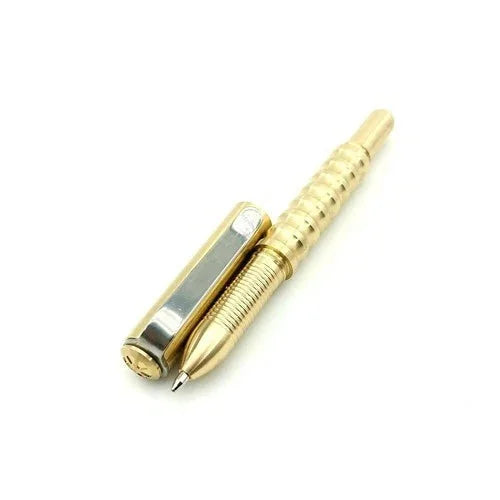 Retro Solid Brass Pocket Ballpoint Pen Signature Pen Portable Outdoor EDC Pen 07FC0E-D4 - KOEEK [7]