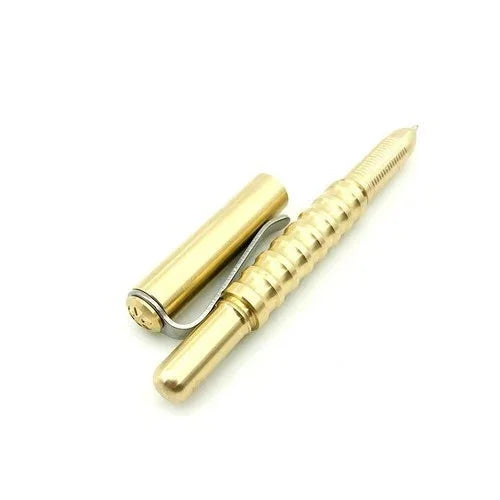 Retro Solid Brass Pocket Ballpoint Pen Signature Pen Portable Outdoor EDC Pen 07FC0E-D4 - KOEEK [9]