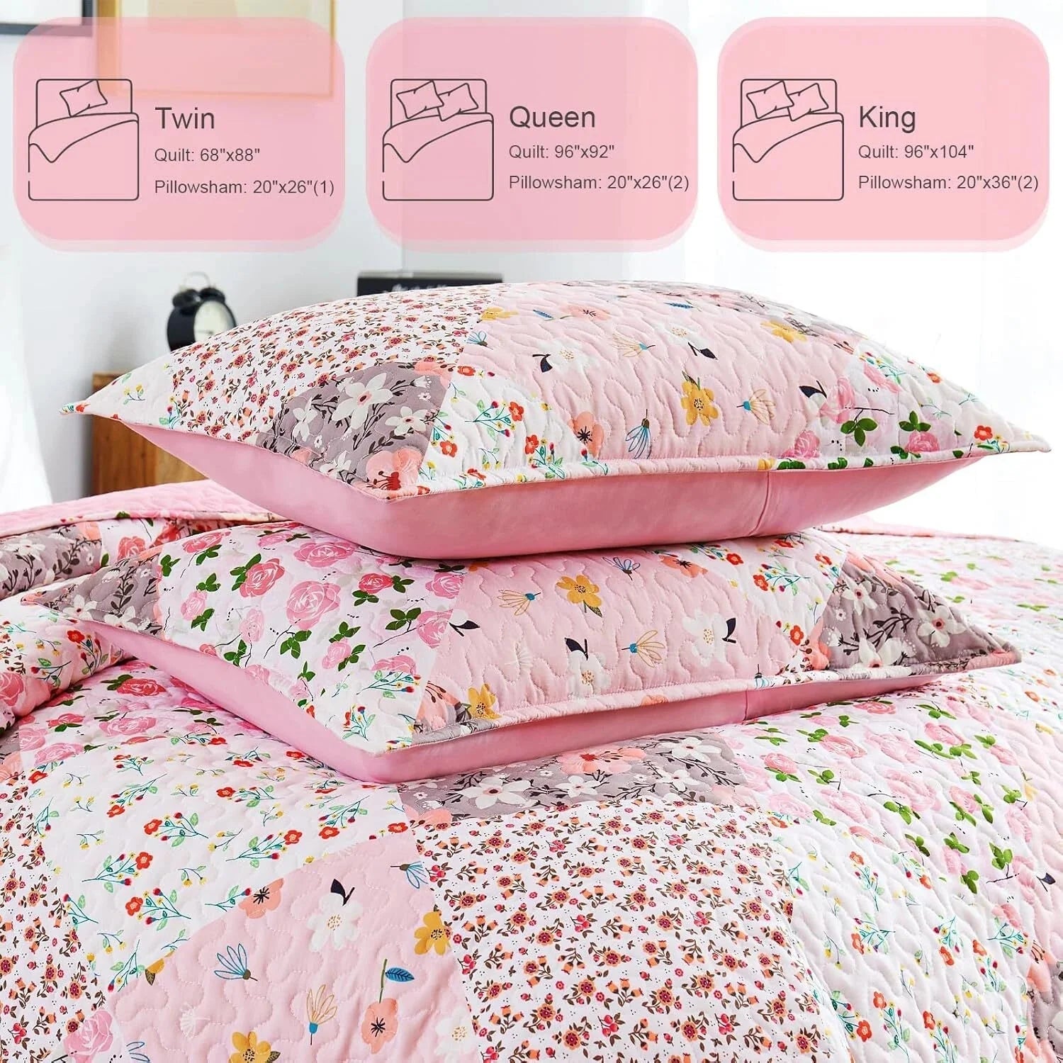 Reversible Patchwork Quilts Full Queen Size, Lightweight Boho Printed Bedspreads 07FC0E-D4 - KOEEK [6]