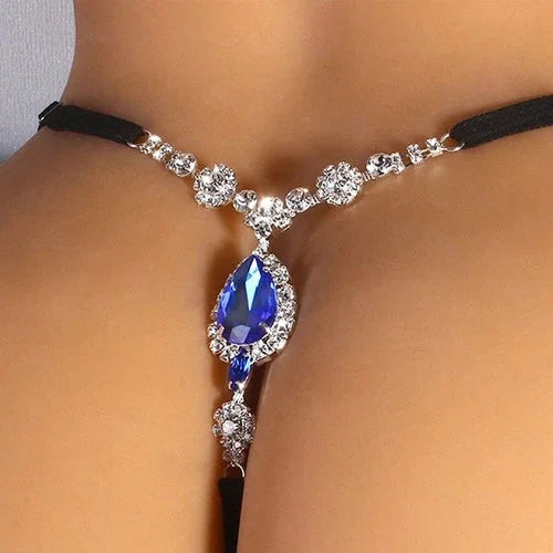 Rhinestone Bikini Body Chain Women Lingerie Underwear Teardrop Jewelry Accessory 07FC0E-D4 - KOEEK [1]