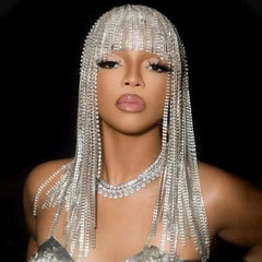 Rhinestone Punk Headpiece Long Tassel Hair Chain Hip Hop Hairband for Women 07FC0E-D4 - KOEEK [2]