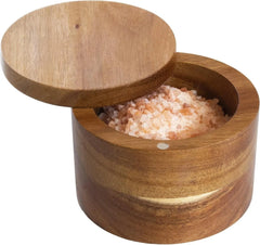 Rock & Branch Acacia Wood Salt Cellar Storage Box with Magnetic Swivel Lid 07FC0E-D4 - KOEEK [1]