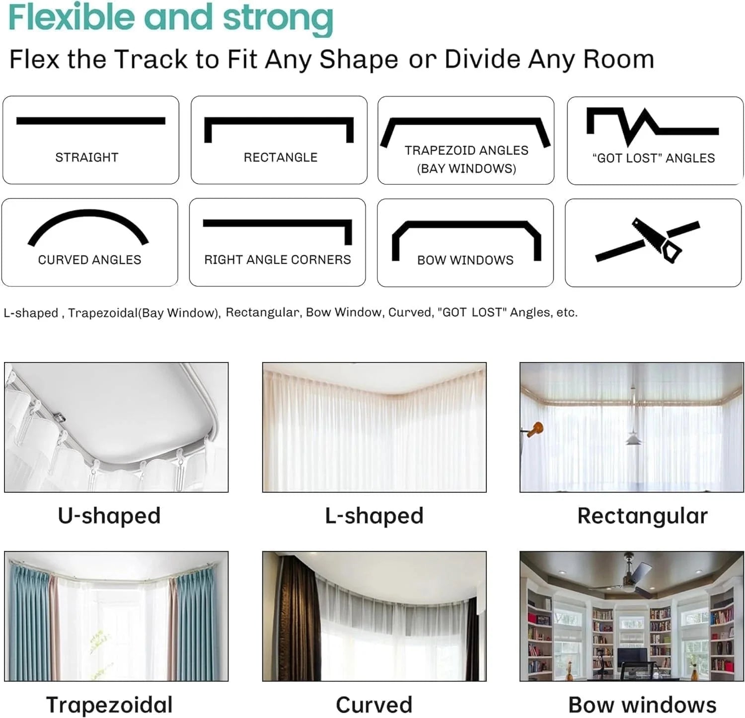 Room divider curtains Flexible ceiling track set Curtain tracks 07FC0E-D4 - KOEEK [5]