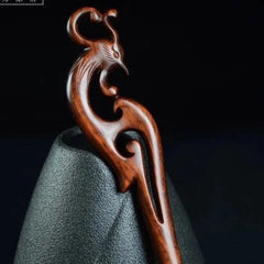 Rosewood Carved Dragon Phoenix Hair Stick Chinese Style Handmade Hairpin 2pc 07FC0E-D4 - KOEEK [4]