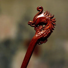 Rosewood Phoenix Hair Stick Chinese Style Vintage Hanfu Hairpin For Women 07FC0E-D4 - KOEEK [1]