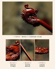 Rosewood Phoenix Hair Stick Chinese Style Vintage Hanfu Hairpin For Women 07FC0E-D4 - KOEEK [3]