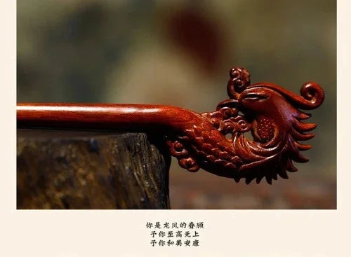 Rosewood Phoenix Hair Stick Chinese Style Vintage Hanfu Hairpin For Women 07FC0E-D4 - KOEEK [6]