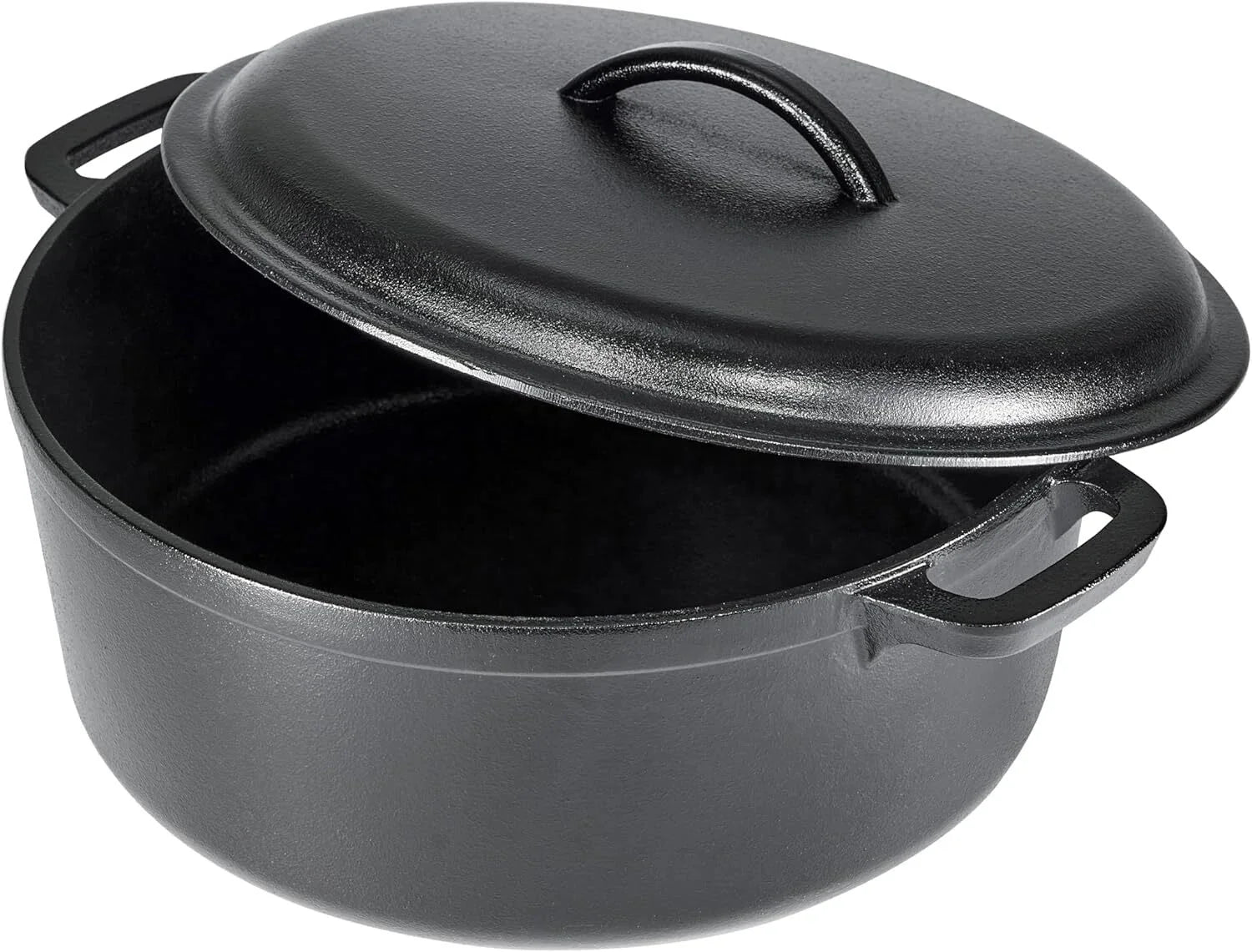 Round Pre-Seasoned Cast Iron Dutch Oven Pan with Lid and Double Handle, Black 07FC0E-D4 - KOEEK [2]