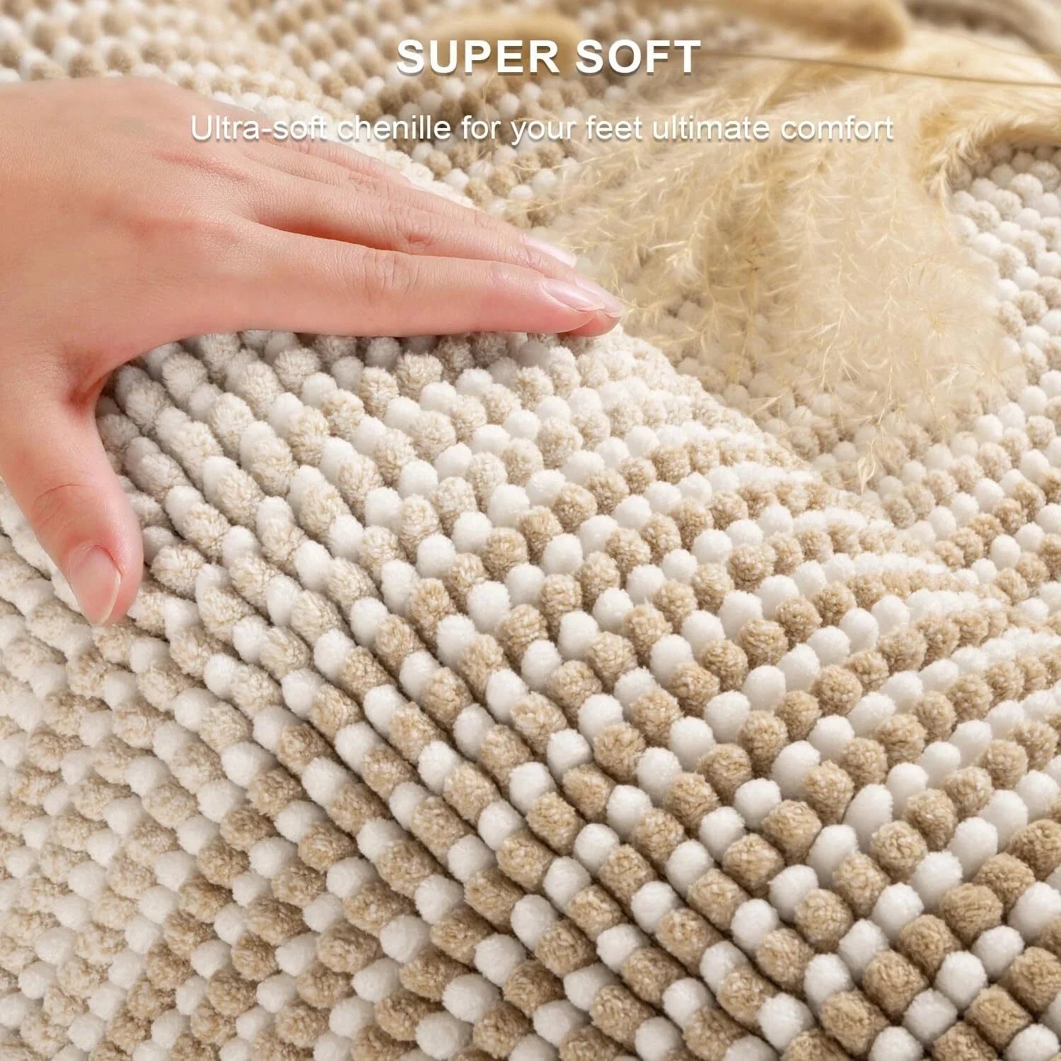 Rugs and Mats Sets, 2 Piece Thick Absorbent Chenille, Non Slip, Soft Shaggy 07FC0E-D4 - KOEEK [2]