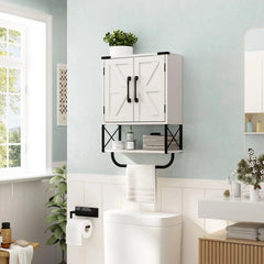 Rustic medicine cabinet with two barn doors, wooden wall-mounted 07FC0E-D4 - KOEEK [2]