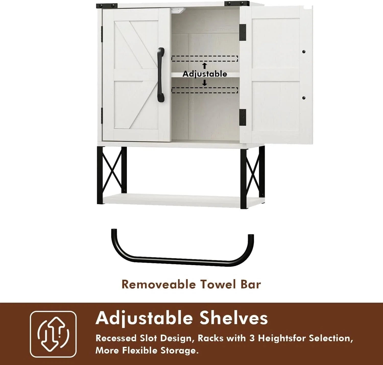 Rustic medicine cabinet with two barn doors, wooden wall-mounted 07FC0E-D4 - KOEEK [8]