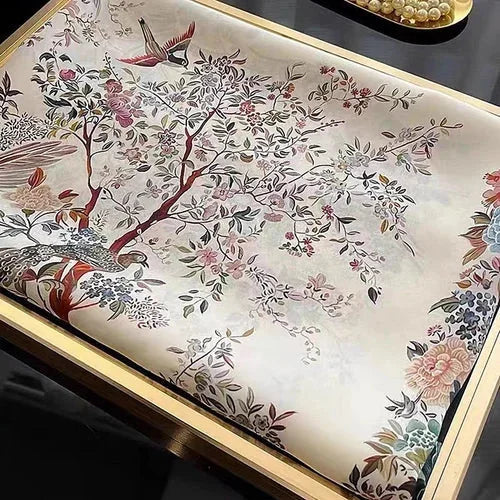 Satin Scarf 180x80CM Floral Bird Print Shawl Lightweight Summer Wrap for Women 07FC0E-D4 - KOEEK [2]