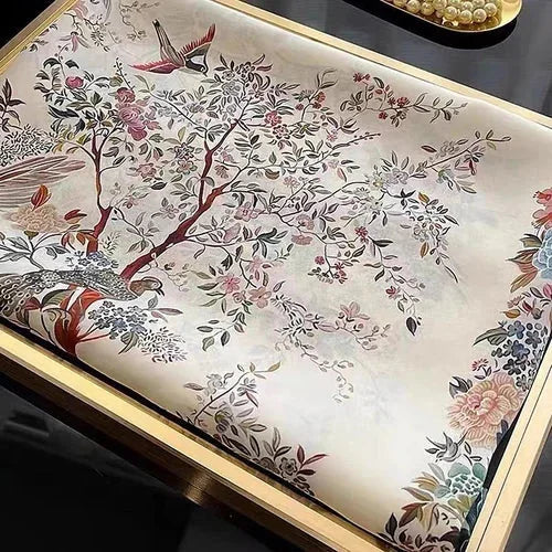 Satin Scarf 180x80CM Floral Bird Print Shawl Lightweight Summer Wrap for Women 07FC0E-D4 - KOEEK [6]