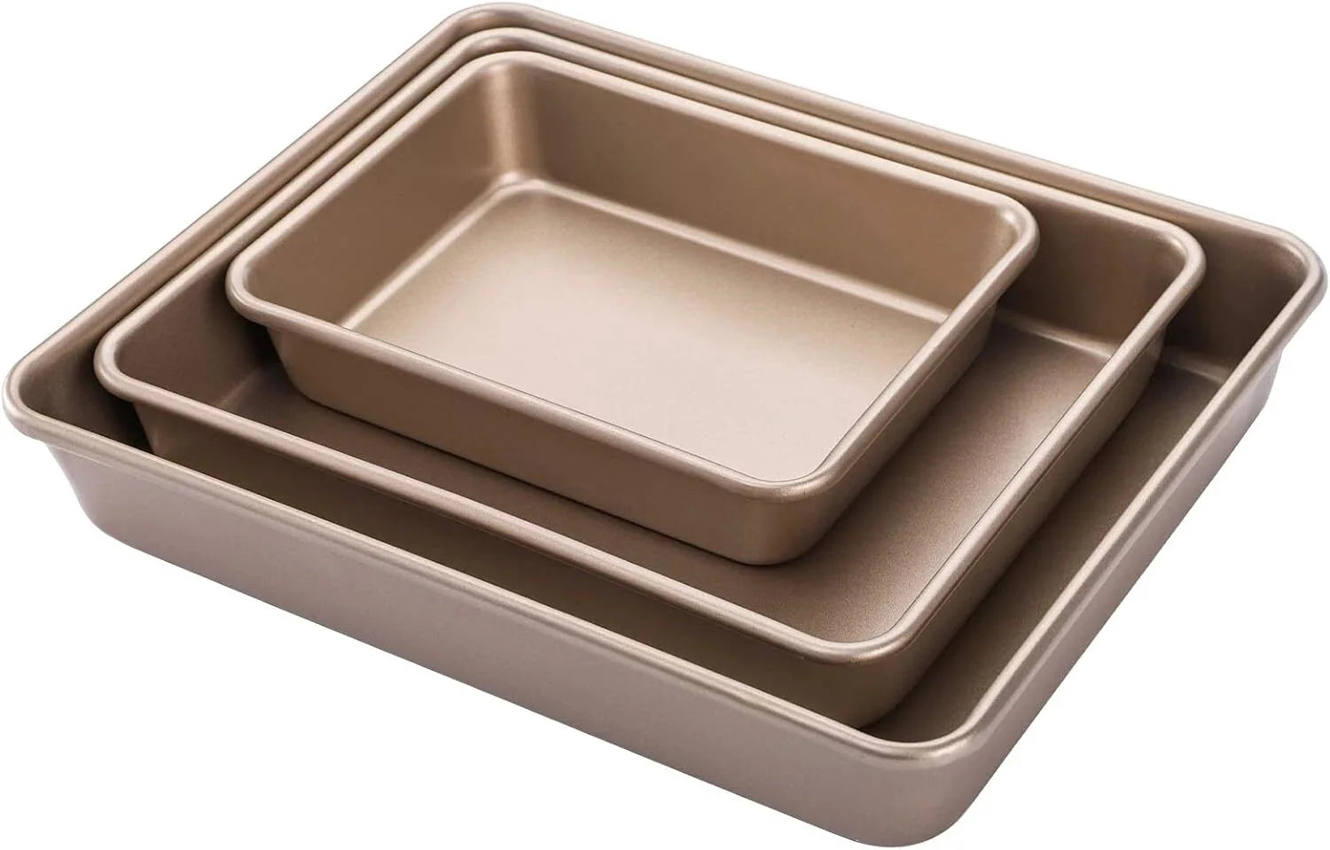 Set of 3 Deep Baking Pans Set, Nonstick Rectangle Cake Baking Sheet for Oven 07FC0E-D4 - KOEEK [1]