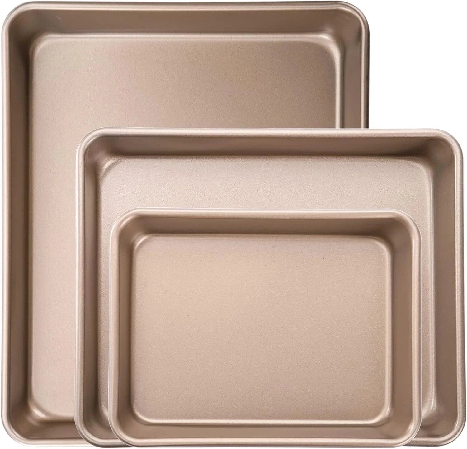 Set of 3 Deep Baking Pans Set, Nonstick Rectangle Cake Baking Sheet for Oven 07FC0E-D4 - KOEEK [4]