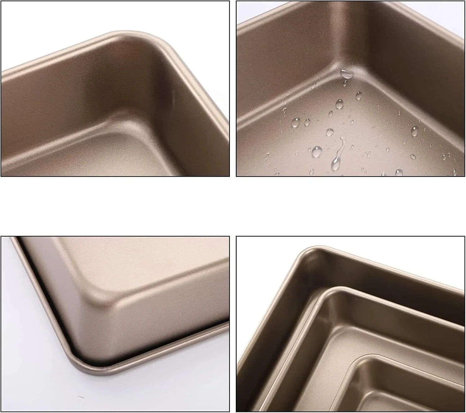 Set of 3 Deep Baking Pans Set, Nonstick Rectangle Cake Baking Sheet for Oven 07FC0E-D4 - KOEEK [5]