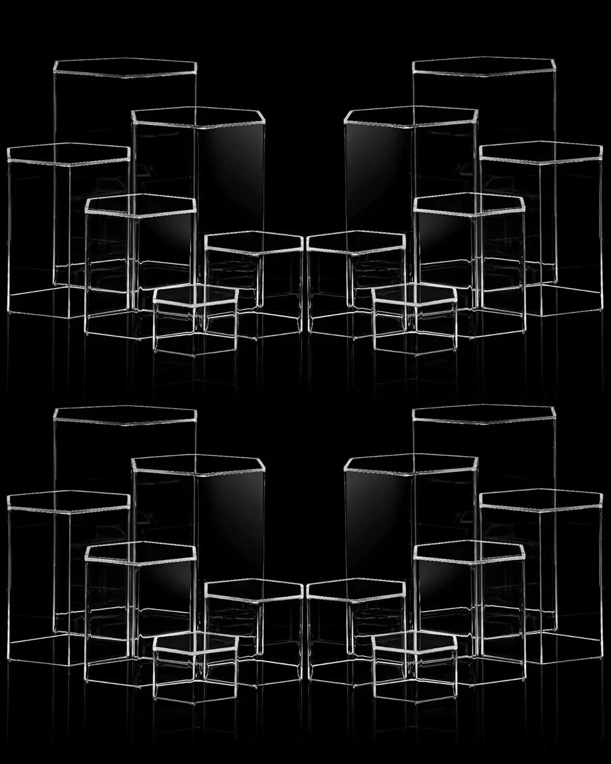 Set of 6 jewellery display bases: hexagonal acrylic display stands, 6 sizes 07FC0E-D4 - KOEEK [1]