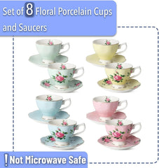 Set of 8, Multicolor with Gold Rim and Gift Box, Coffee Mug, Tea Mug Set 07FC0E-D4 - KOEEK [2]