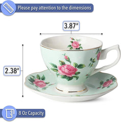 Set of 8, Multicolor with Gold Rim and Gift Box, Coffee Mug, Tea Mug Set 07FC0E-D4 - KOEEK [3]