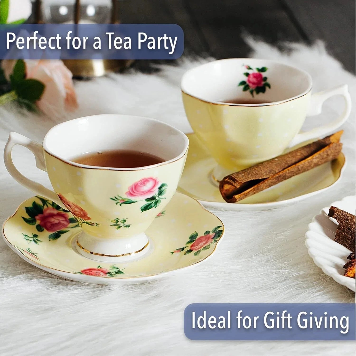 Set of 8, Multicolor with Gold Rim and Gift Box, Coffee Mug, Tea Mug Set 07FC0E-D4 - KOEEK [6]