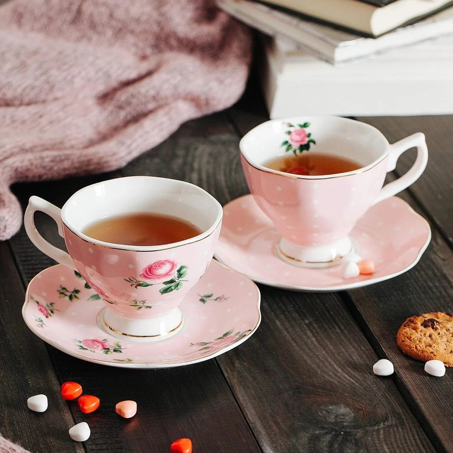 Set of 8, Multicolor with Gold Rim and Gift Box, Coffee Mug, Tea Mug Set 07FC0E-D4 - KOEEK [7]