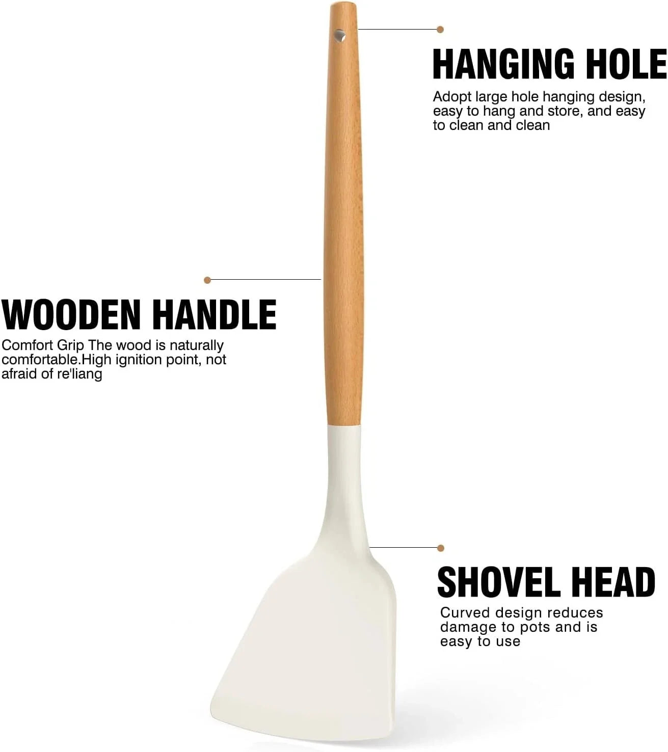 Silicone Cooking Utensils Set - Silicone Kitchen Utensils Cooking Wooden Handles 07FC0E-D4 - KOEEK [7]