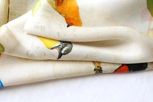 Silk 21" Square Scarf Women Kerchief Bandana Neckerchief Blue Beige Birds 07FC0E-D4 - KOEEK [7]