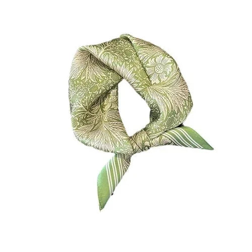 Silk 21'' Scarf Women Vintage Green Flower Neckerchief Square Bandana Wrap 07FC0E-D4 - KOEEK [5]