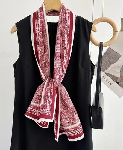 Silk Mulberry 150X16cm Scarf Women Neckerchief Wrap Shape Totem Print 07FC0E-D4 - KOEEK [11]