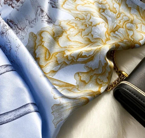 Silk Mulberry Scarf Neckerchief petals Print Square Shawl Bandanna 35'' 07FC0E-D4 - KOEEK [11]
