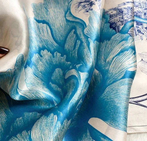 Silk Mulberry Scarf Neckerchief petals Print Square Shawl Bandanna 35'' 07FC0E-D4 - KOEEK [8]
