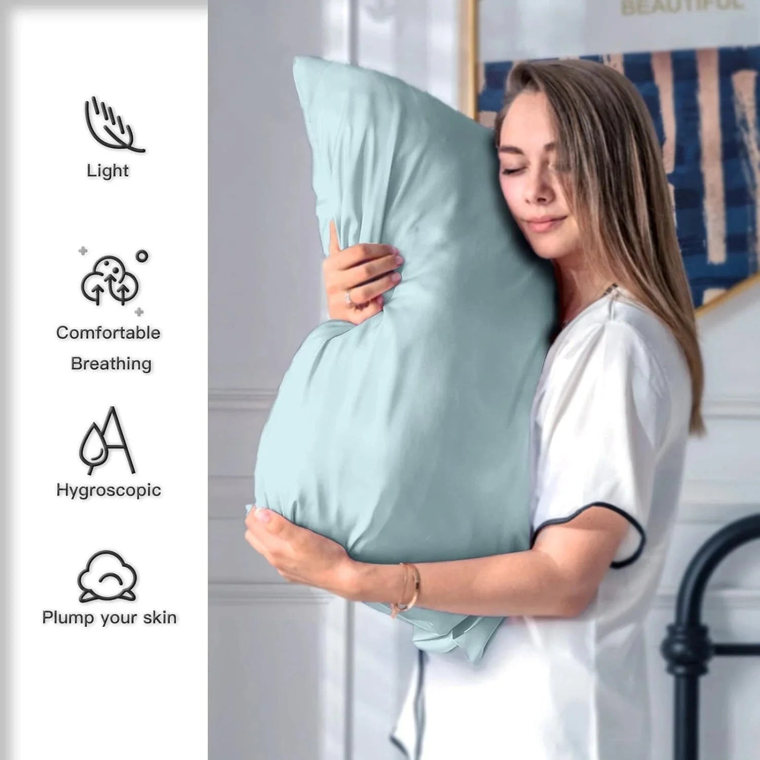 Silk Pillowcase for Hair and Skin Standard Size 20"X 26" with Hidden Zipper Soft 07FC0E-D4 - KOEEK [3]
