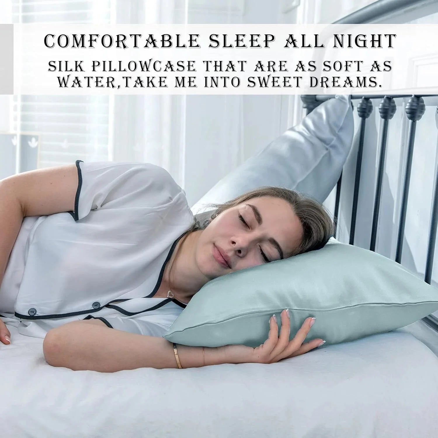 Silk Pillowcase for Hair and Skin Standard Size 20"X 26" with Hidden Zipper Soft 07FC0E-D4 - KOEEK [6]