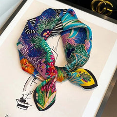 Silk Scarf Women Vintage Horse Zebra Small Bandana Kerchief Turban 53*53cm 07FC0E-D4 - KOEEK [1]