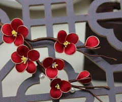 Silk Velvet Flower Hairpin Handmade Plum Blossom Wood Hair Stick Accessory 07FC0E-D4 - KOEEK [3]