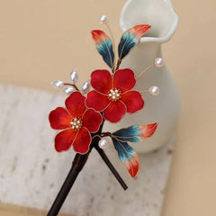 Silk Velvet Flower Hairpin Hanfu Vintage Chinese Style Hair Accessory 1pc 07FC0E-D4 - KOEEK [2]