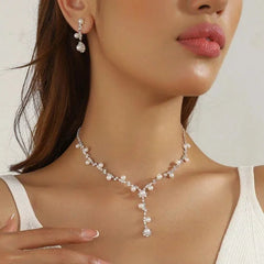 Silver Claw Rhinestone Necklace Earring Set Women Party Jewelry Accessories 07FC0E-D4 - KOEEK [1]