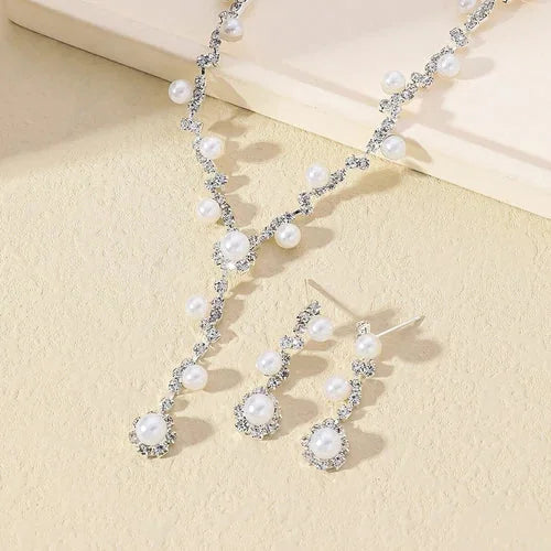 Silver Claw Rhinestone Necklace Earring Set Women Party Jewelry Accessories 07FC0E-D4 - KOEEK [3]