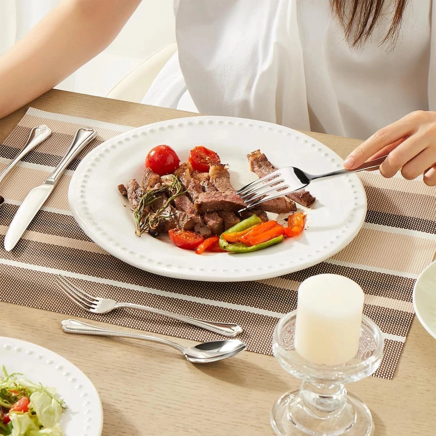 Silverware Set, 20-piece 18/10 Stainless Steel Flatware Set Cutlery Set for 4 07FC0E-D4 - KOEEK [8]