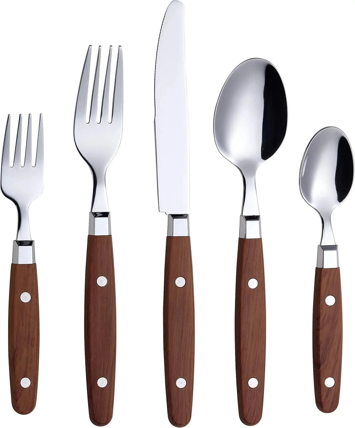 Silverware Set of 20 Stainless Steel Flatware with Colored Handle Rivets 07FC0E-D4 - KOEEK [1]