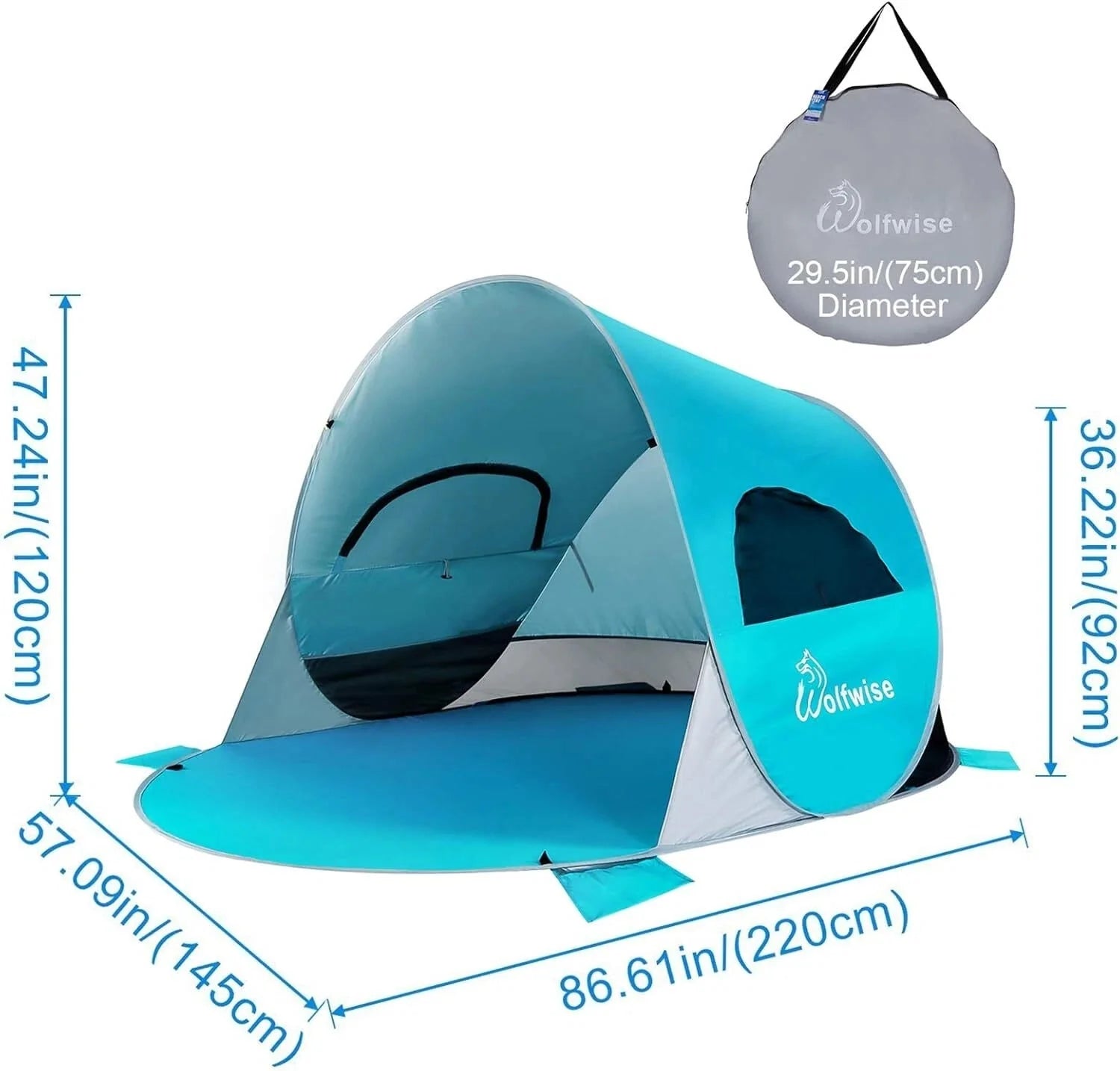Simple Pop-up 3-4 Person Beach Tent Sport Umbrella Instant Awning 07FC0E-D4 - KOEEK [7]
