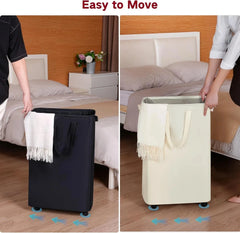 Slim Laundry Hamper with Wheels,Rolling Laundry Basket for Clothes,Small Laundry 07FC0E-D4 - KOEEK [4]